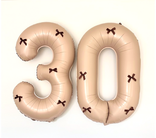 40" Latte Number Balloon with Espresso Mini Bows